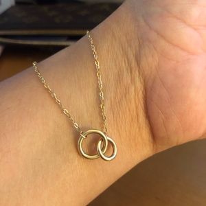 14K Gold Interlocking Circle Necklace 18"